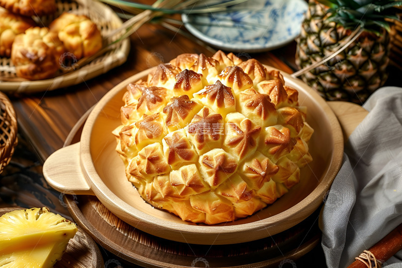 高清大图下载【趣麦麦图】一盘菠萝面包