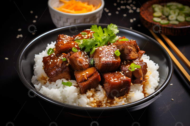 高清大图下载【趣麦麦图】一盘卤肉烧饭