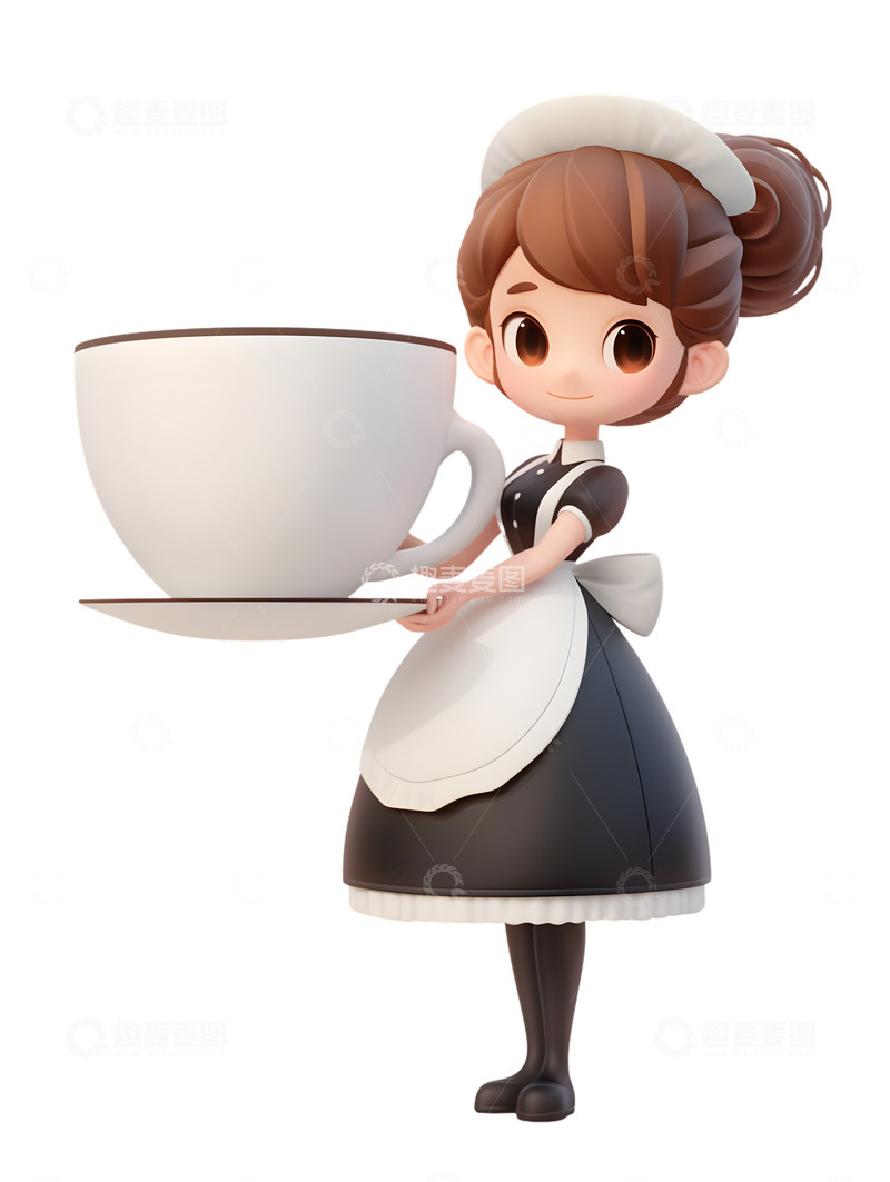 高清大图下载【趣麦麦图】咖啡女仆服务员