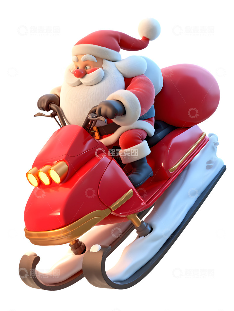 高清大图下载【趣麦麦图】圣诞老人骑雪地摩托