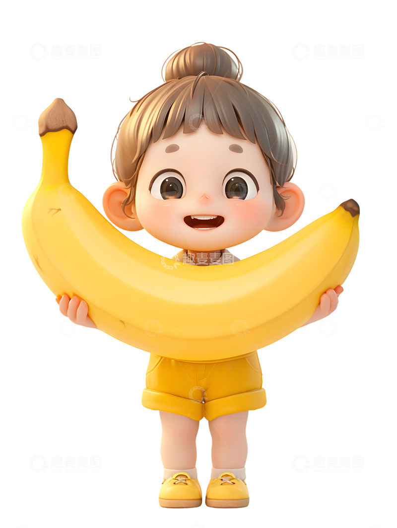 高清大图下载【趣麦麦图】可爱的女孩拿着香蕉