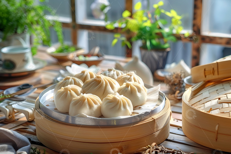 高清大图下载【趣麦麦图】一笼美味的蒸包子