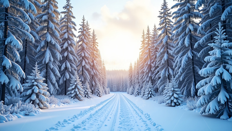 高清大图下载【趣麦麦图】阳光照耀在雪地上