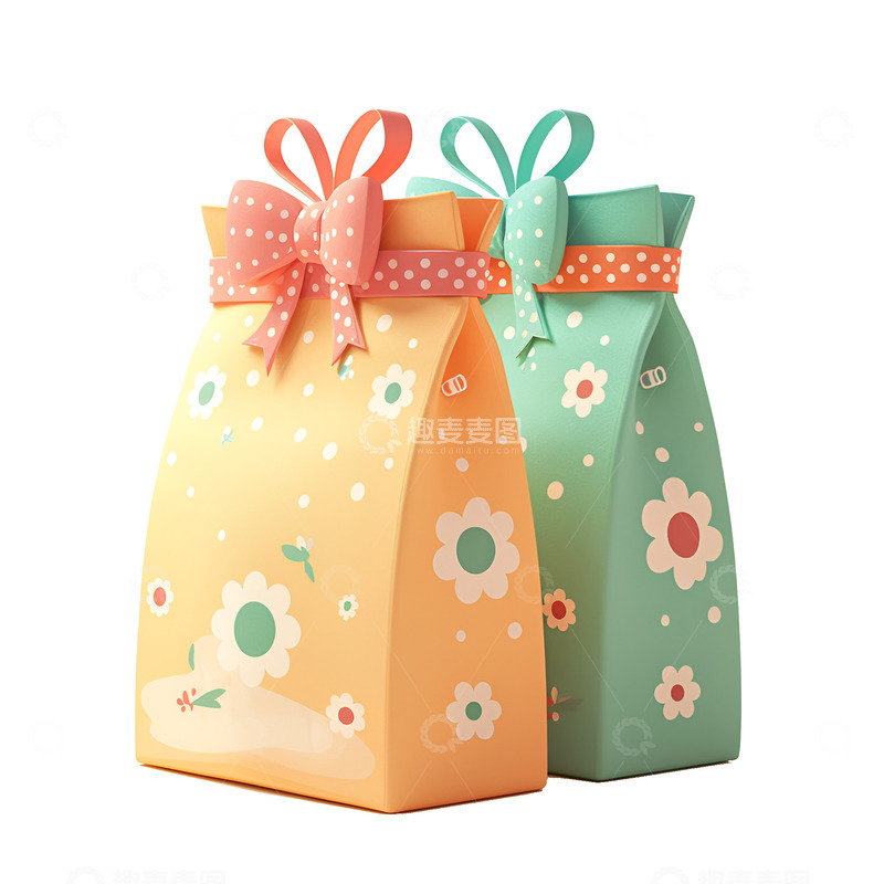 高清大图下载【趣麦麦图】-卡通简约花朵袋子