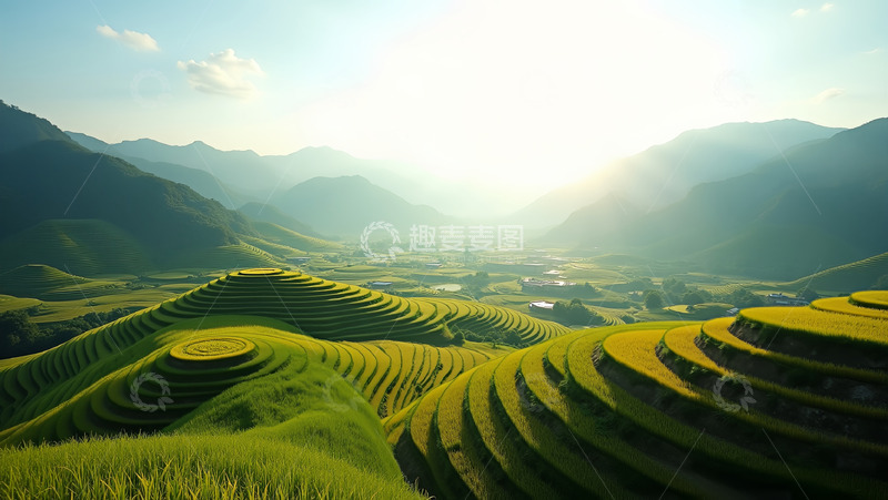 高清大图下载【趣麦麦图】阳光照耀在大山上