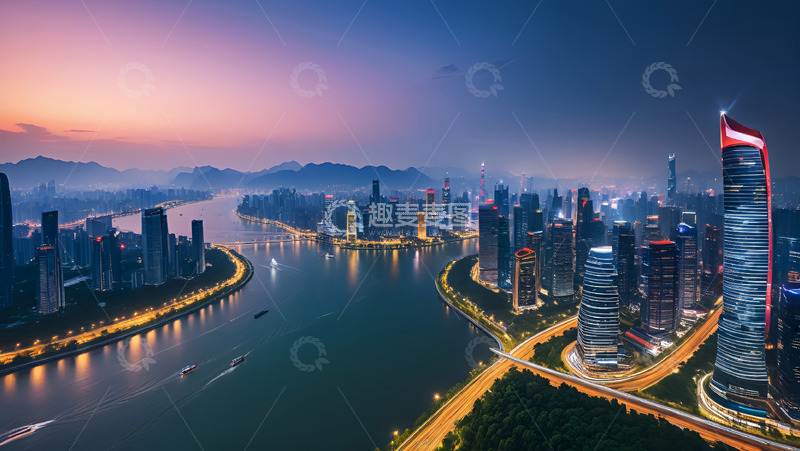 高清大图下载【趣麦麦图】夜晚的风景高楼