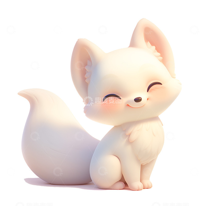 高清大图下载【趣麦麦图】卡通可爱的白色小狐狸