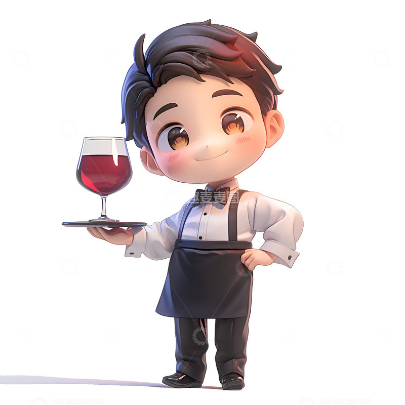 高清大图下载【趣麦麦图】端着红酒杯的服务员