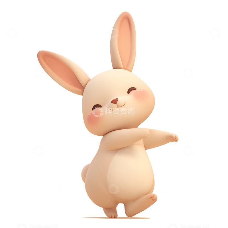 高清大图下载【趣麦麦图】卡通一只跳舞的兔子