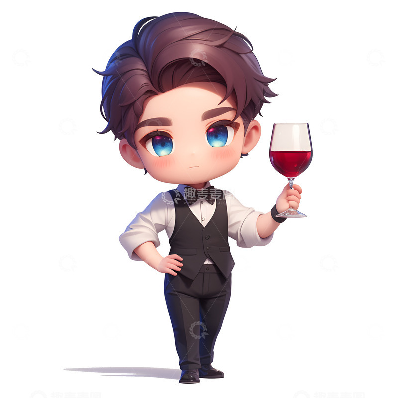 高清大图下载【趣麦麦图】拿着红酒杯的服务员