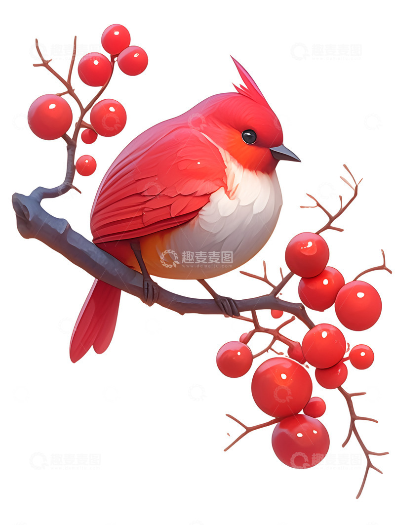 高清大图下载【趣麦麦图】红杏与喜鹊卡通