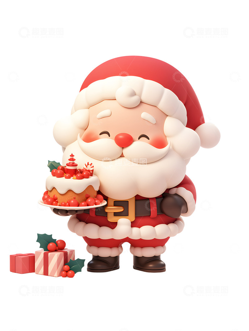 高清大图下载【趣麦麦图】卡通圣诞老人可爱礼品Q版