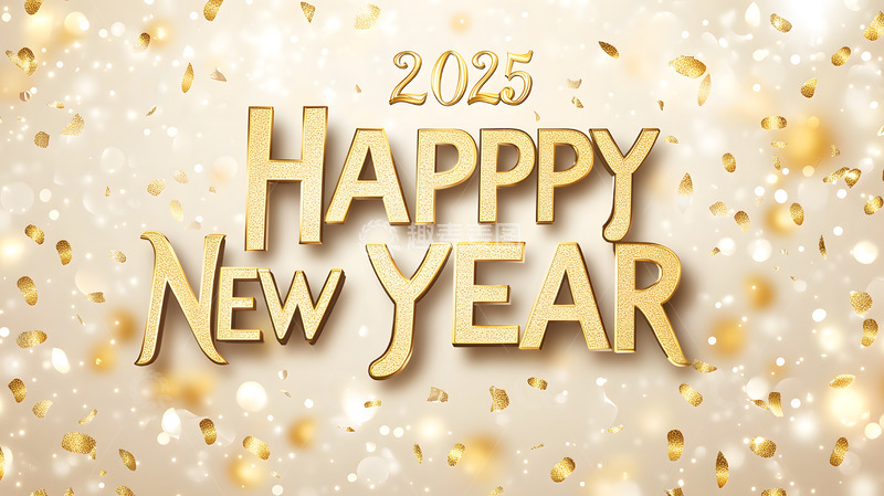 2025年闪耀金箔新年快乐设计