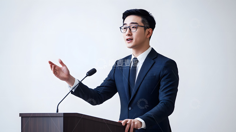 高清大图下载【趣麦麦图】商务人士演讲台上发表演说
