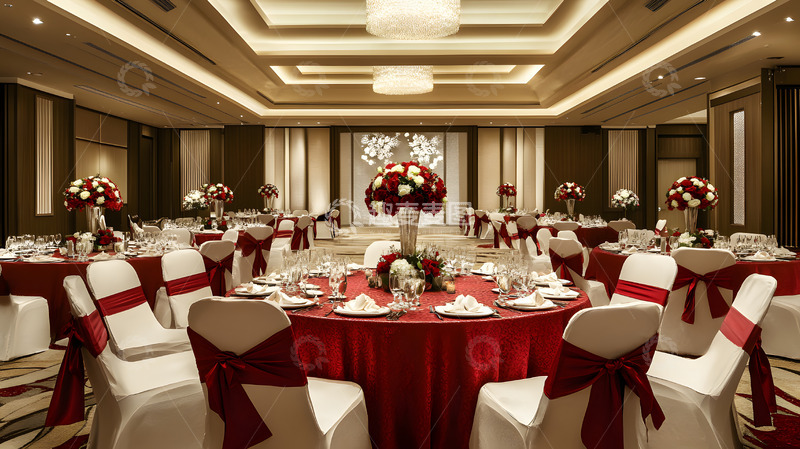 高清大图下载【趣麦麦图】高档宴会厅的圆桌布置设计