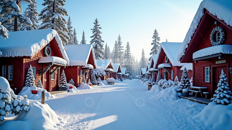 高清大图下载【趣麦麦图】大雪盖满了房子