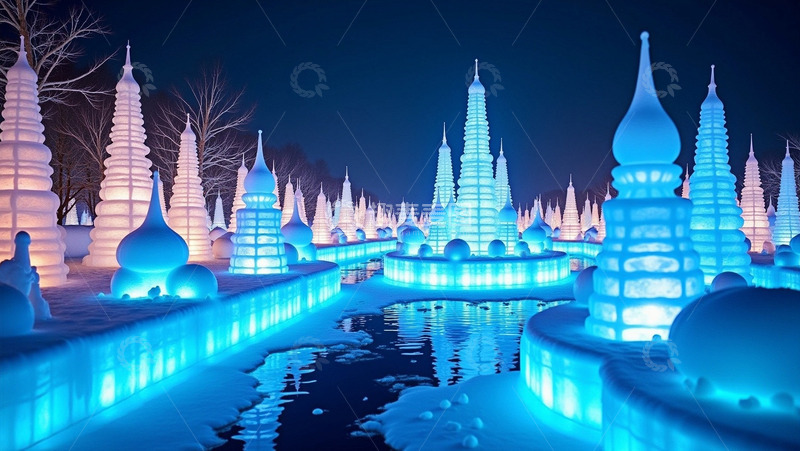 高清大图下载【趣麦麦图】晚上的冰雕好看