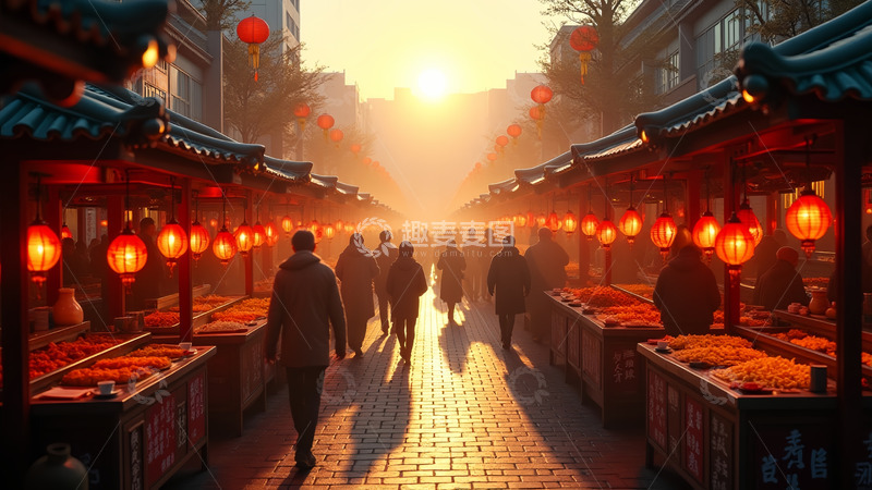 高清大图下载【趣麦麦图】热闹的市场灯光