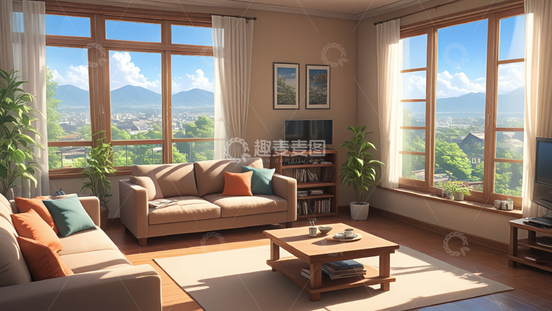 高清大图下载【趣麦麦图】阳光照在房间云