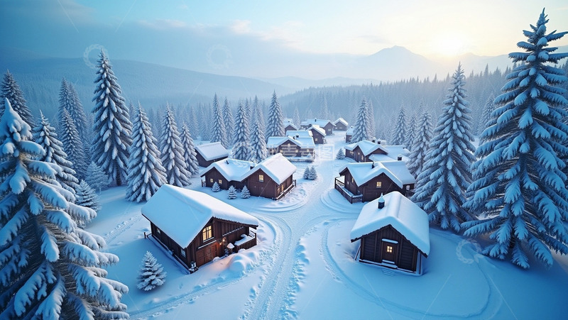 高清大图下载【趣麦麦图】大山里下雪后的景