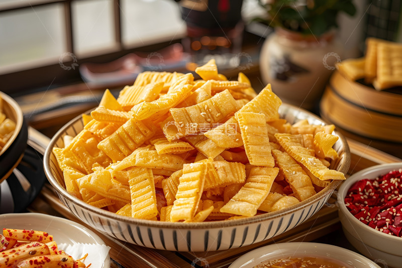 高清大图下载【趣麦麦图】一盘锅巴小零食