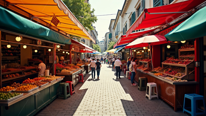 阳光照在水果店