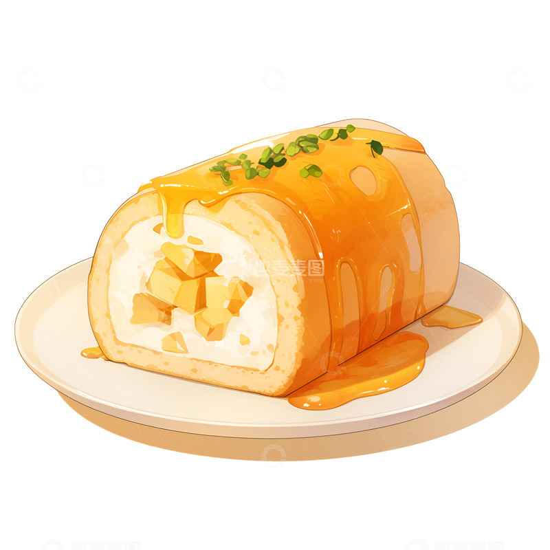 高清大图下载【趣麦麦图】一盘蜂蜜水果面包