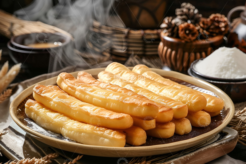 高清大图下载【趣麦麦图】一盘新鲜出炉的油条