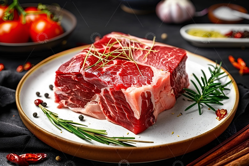 高清大图下载【趣麦麦图】一盘新鲜的牛肉块