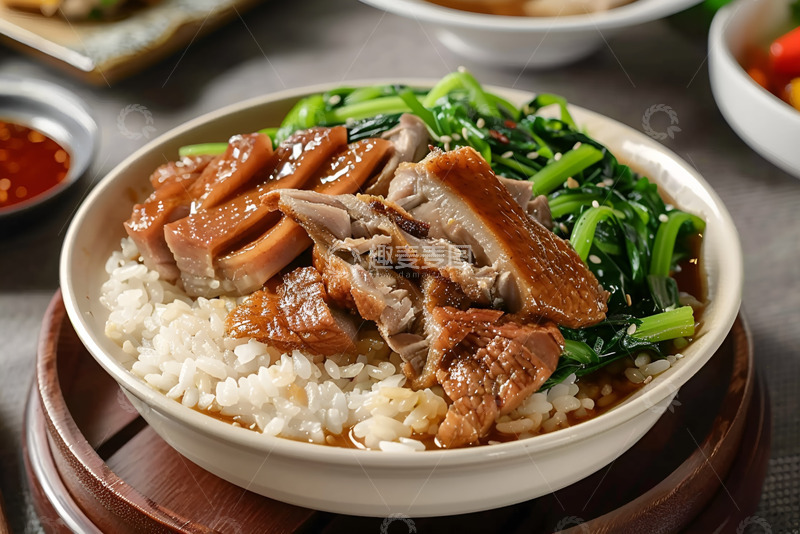 高清大图下载【趣麦麦图】一碗烤鸭饭美食