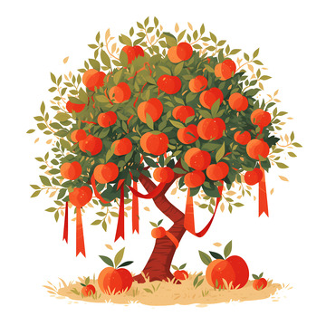 卡通一颗苹果树