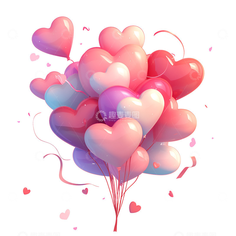 高清大图下载【趣麦麦图】一把心形气球