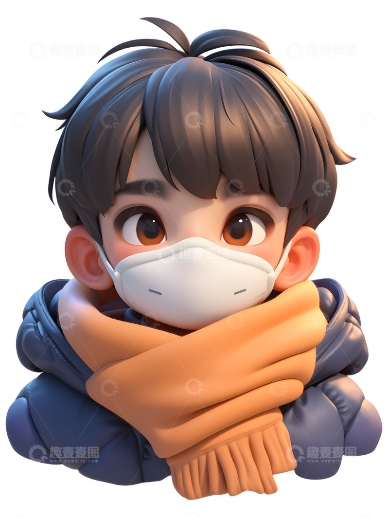 高清大图下载【趣麦麦图】冬季卡通男生图标头像