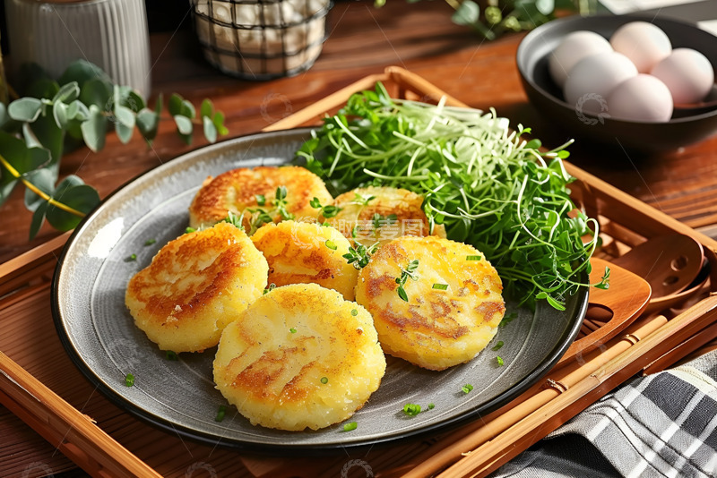 高清大图下载【趣麦麦图】一盘土豆饼美食