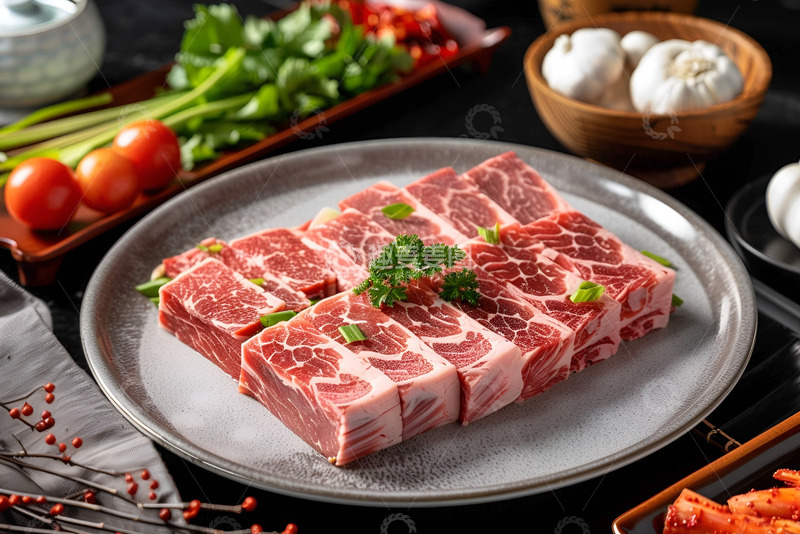 高清大图下载【趣麦麦图】一盘雪花牛肉特写