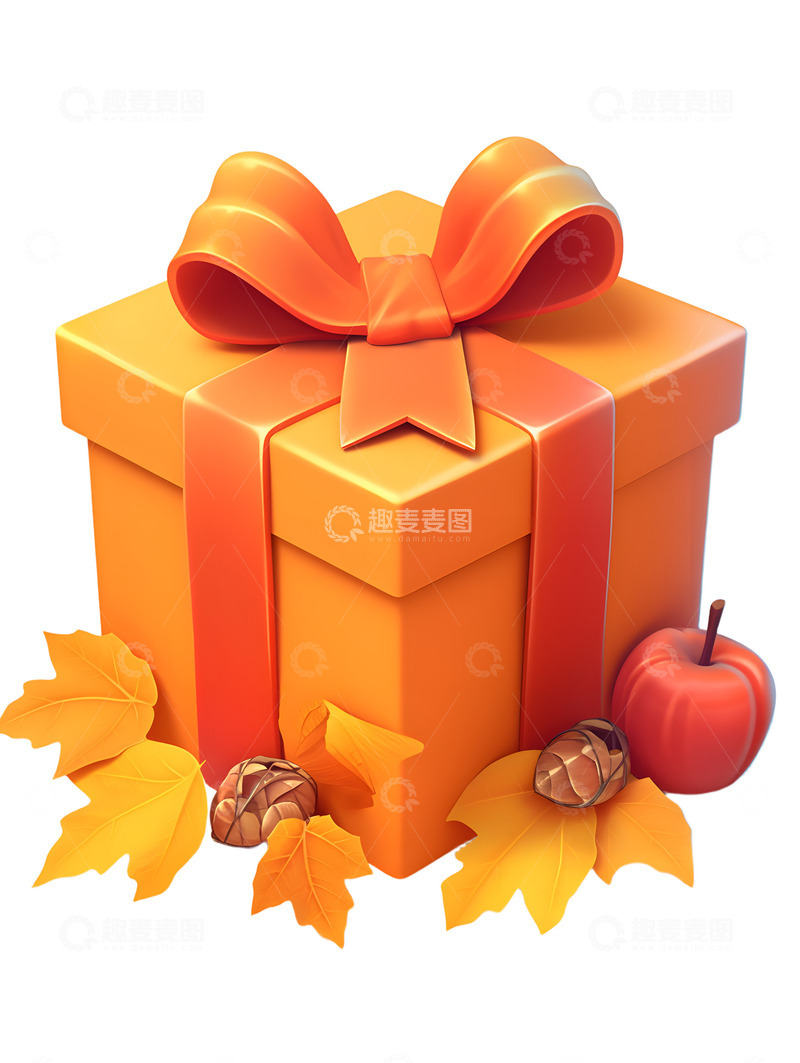 高清大图下载【趣麦麦图】秋季礼盒卡通黄色