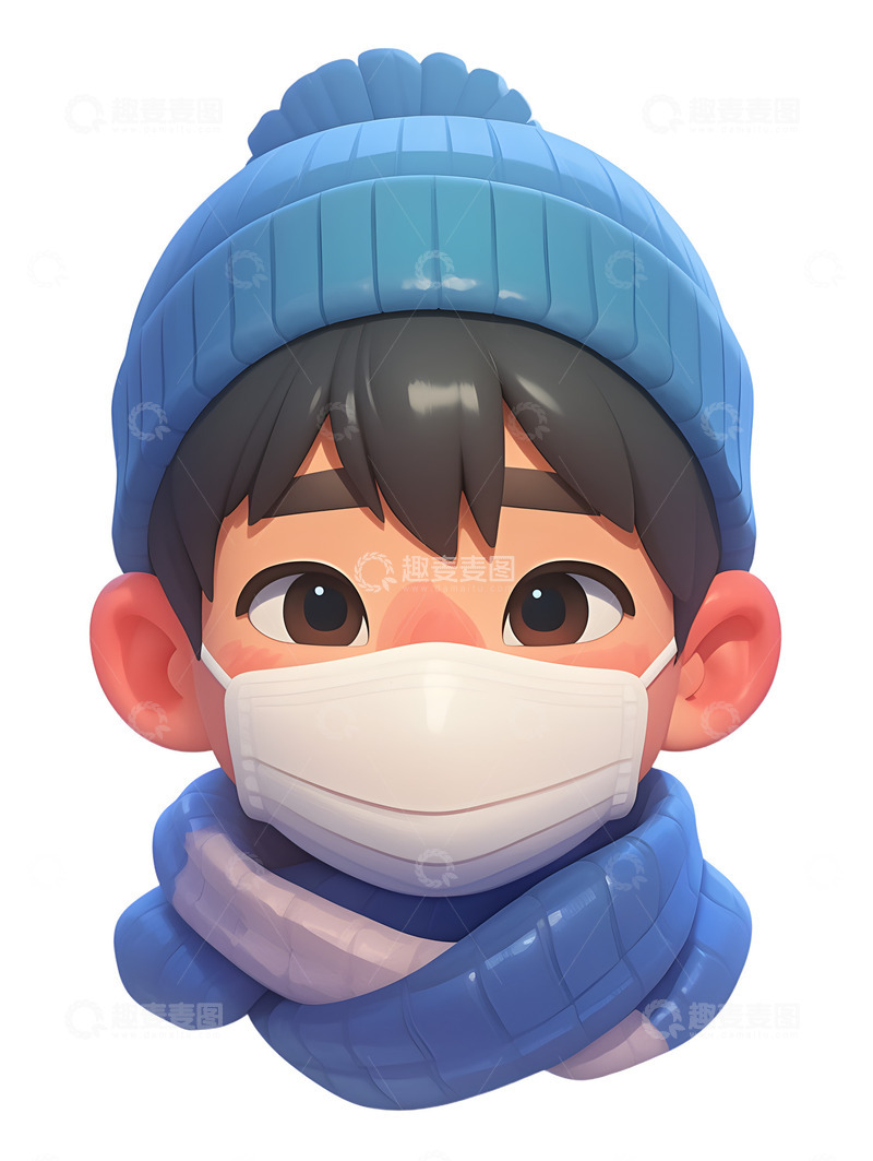 高清大图下载【趣麦麦图】冬季卡通男生图标头像可爱Q版