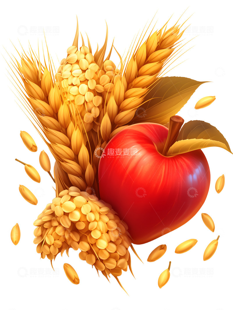 高清大图下载【趣麦麦图】大麦苹果水果卡通