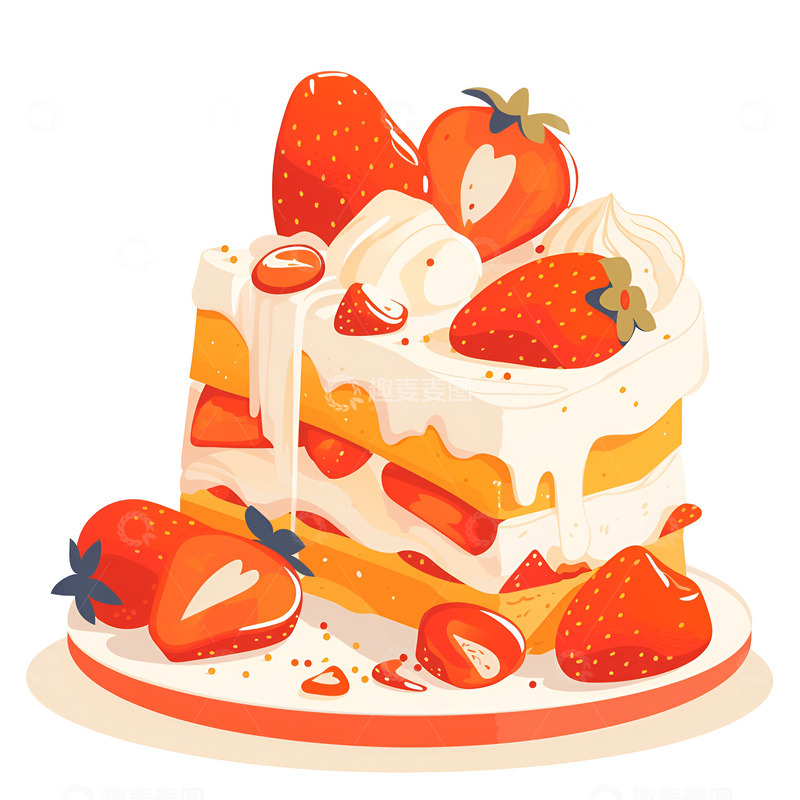 高清大图下载【趣麦麦图】卡通草莓蛋糕