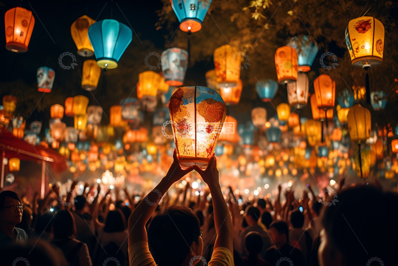 高清大图下载【趣麦麦图】花灯节看花灯的人群