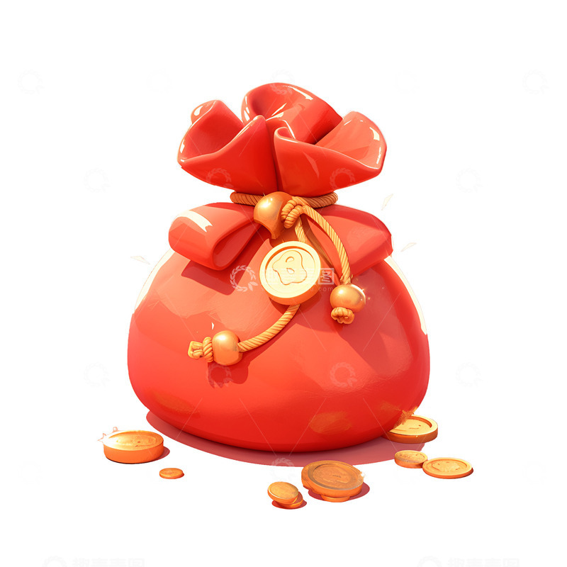 高清大图下载【趣麦麦图】卡通一个红色的福袋