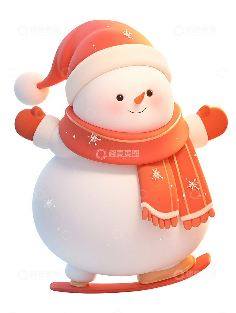 高清大图下载【趣麦麦图】滑冰的雪人卡通