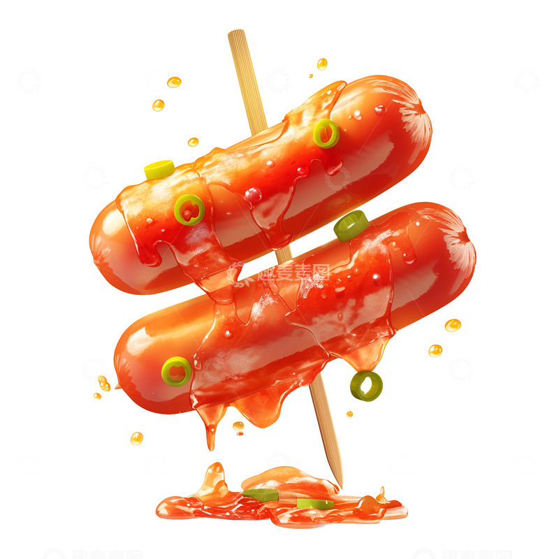 高清大图下载【趣麦麦图】卡通简约一串烤肠