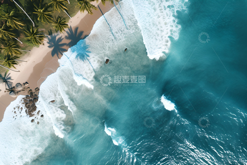 大海椰树俯视图