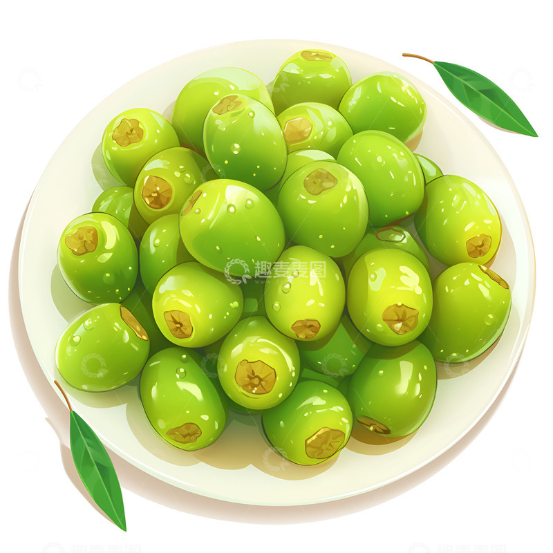 高清大图下载【趣麦麦图】卡通一盘青梅子
