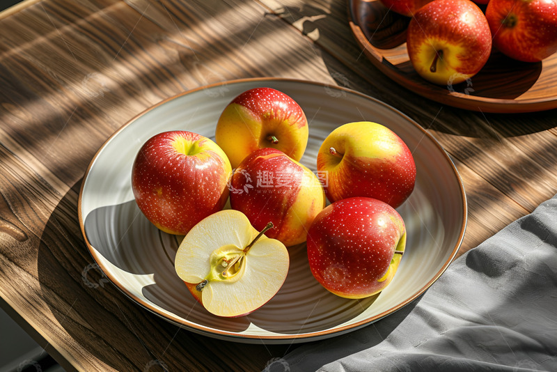 高清大图下载【趣麦麦图】一盘新鲜的红苹果