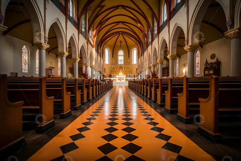 高清大图下载【趣麦麦图】教堂里室内摄影