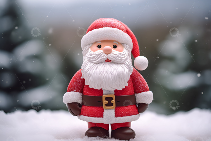 圣诞老人玩具放在雪地