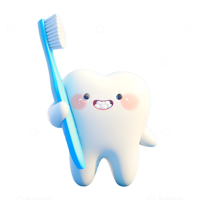 高清大图下载【趣麦麦图】卡通简约拿着牙刷的牙齿