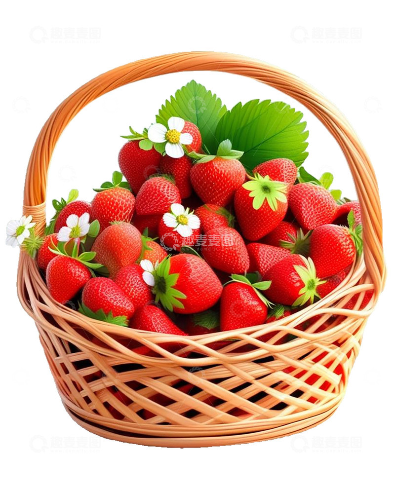 高清大图下载【趣麦麦图】卡通好吃美味水果果篮草莓素材图片